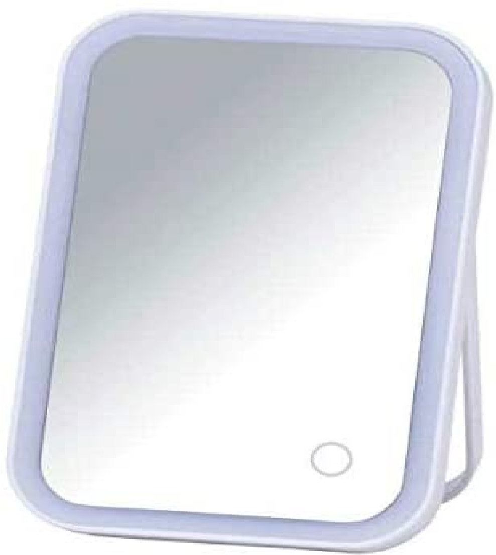 LED Kosmetik-Standspiegel Arizona - Kosmetikspiegel, Leucht-Spiegel, Spiegelfläche: 12 x 15.5 cm, Kunststoff, 4 x 22 x 15 cm, Weiß