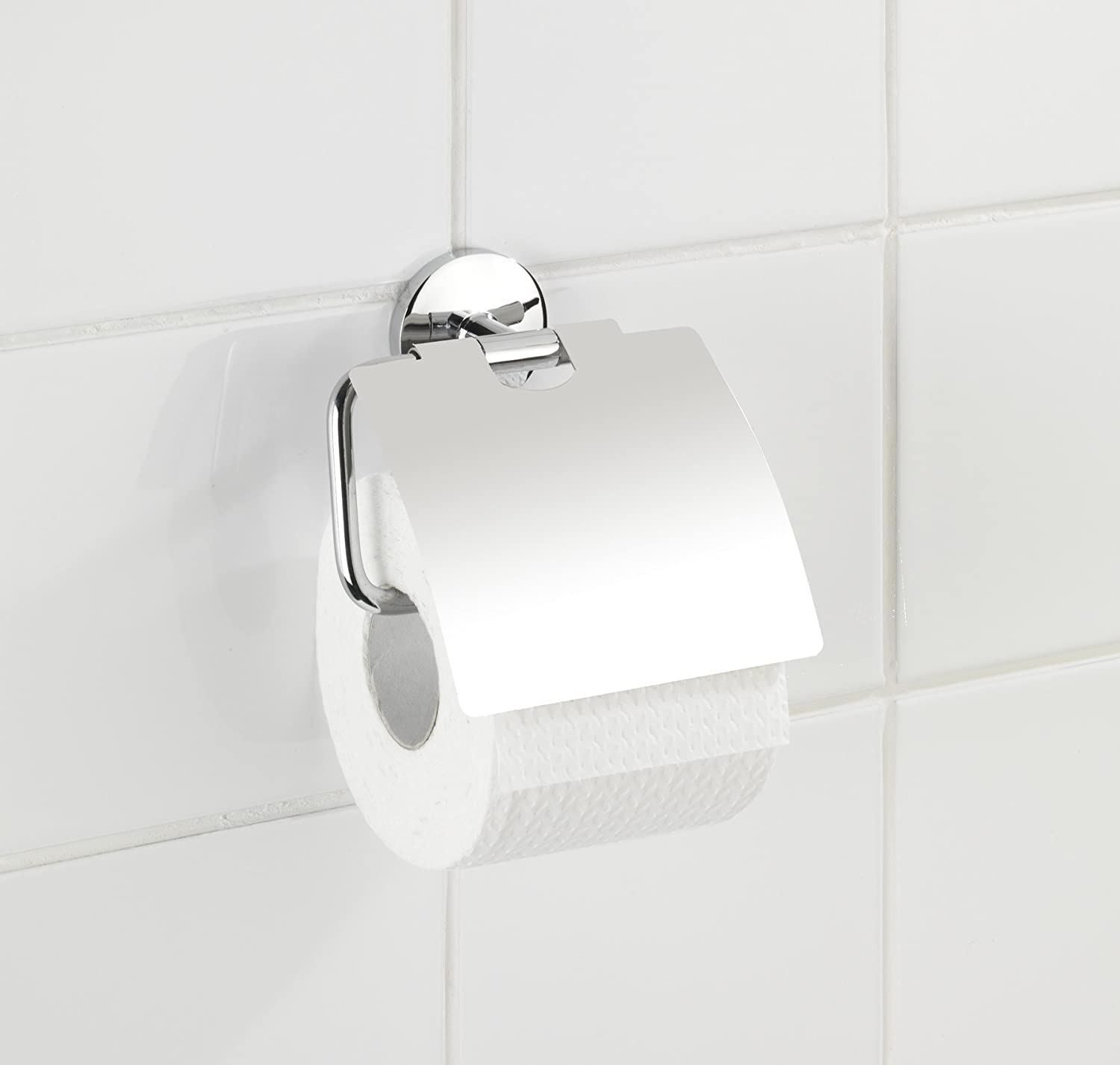 Toilettenpapierrollenhalter Cuba Glänzend - WC-Rollenhalter, mit Deckel, Zinkdruckguss, 13.5 x 13.5 x 4 cm, Chrom