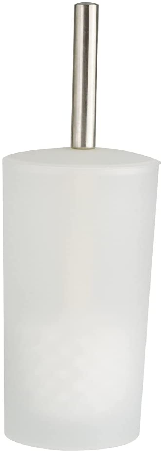 WC-Garnitur Arktis, ideal für Bad & Gäste-WC, geschlossener Bürstenhalter inklusive Toilettenbürste mit auswechselbarem, weißem Bürstenkopf Ø 8,5 cm, Maße (B/T x H): Ø 10 x 39 cm, Weiß gefrostet