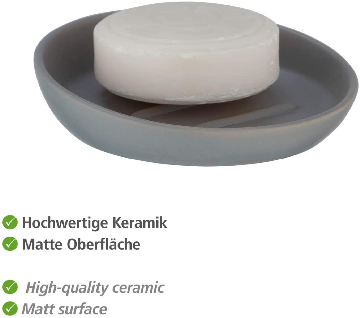 Seifenablage Badi Grau Keramik - Seifenschale, Keramik, 11.5 x 3 x 11.5 cm, Grau