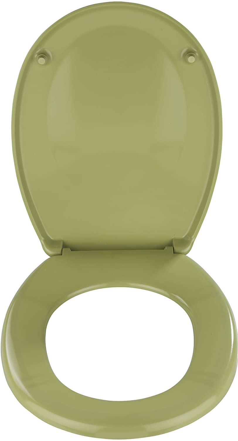 WC-Sitz Bergamo Moosgrün - Antibakterieller Toilettensitz, rostfreie Edelstahlbefestigung, Duroplast, 35 x 44.4 cm, Moosgrün