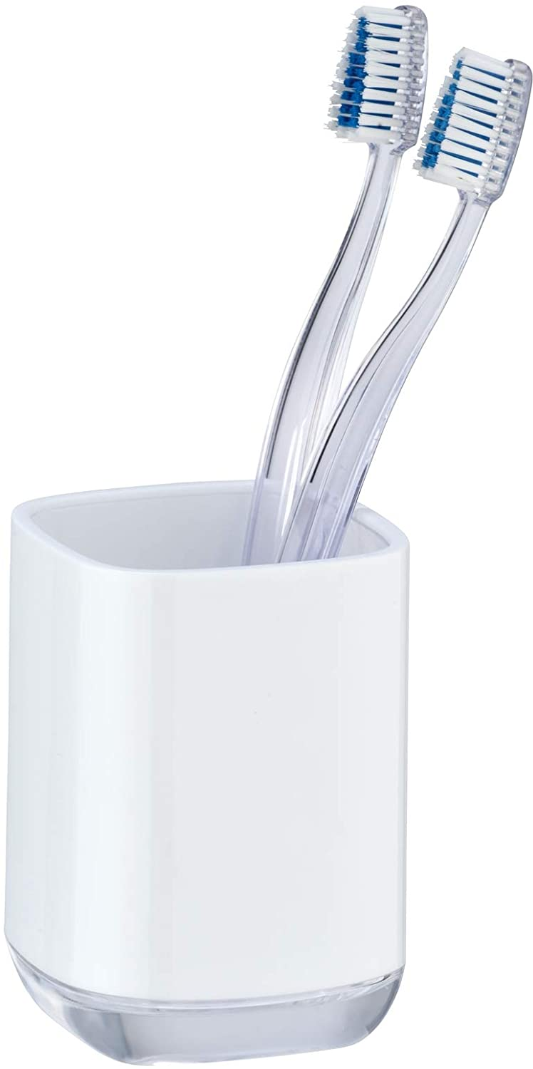 Zahnputzbecher Masone Weiß - Zahnbürstenhalter für Zahnbürste und Zahnpasta, Polystyrol, 7.5 x 10.5 x 7.5 cm, Weiß