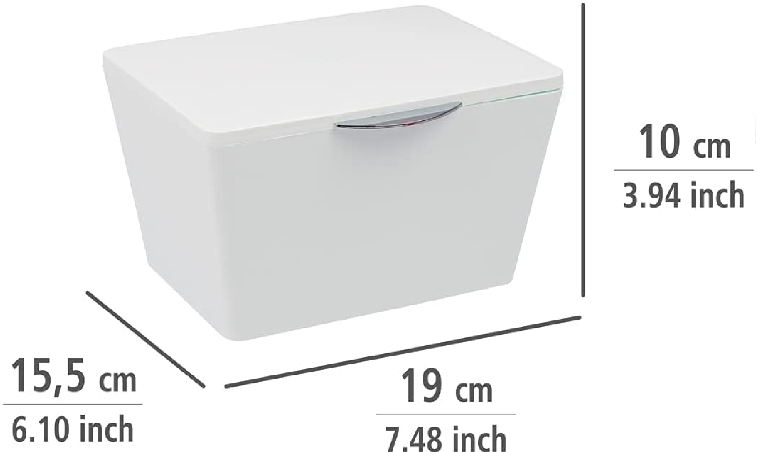 Aufbewahrungsbox mit Deckel Brasil Weiß - Aufbewahrungskorb, Badkorb mit Deckel, Kunststoff (TPE), 19 x 10 x 15.5 cm, Weiß