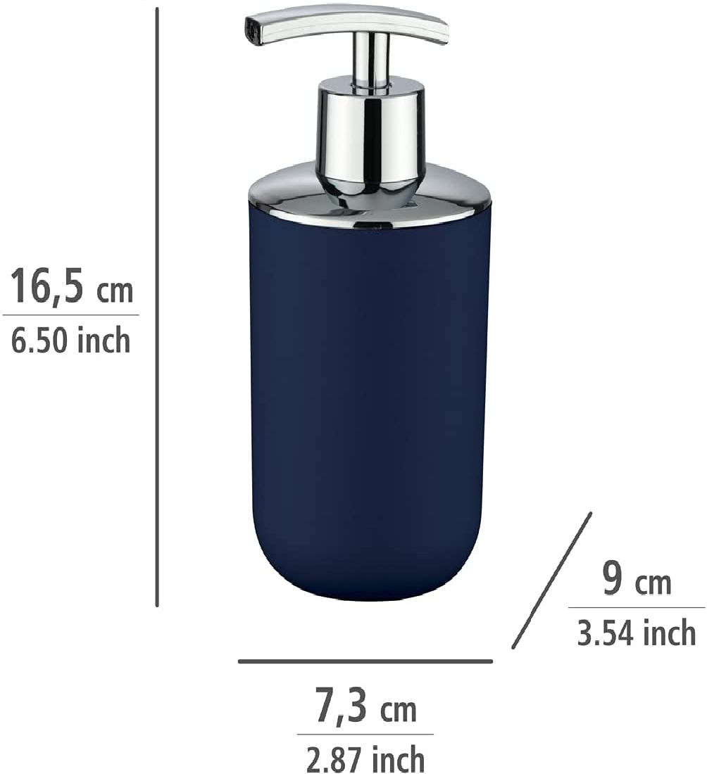 Seifenspender Brasil Dunkelblau - Flüssigseifen-Spender, Spülmittel-Spender Fassungsvermögen: 0.32 l, Kunststoff (TPE), 7.3 x 16.5 x 9 cm, Dunkelblau