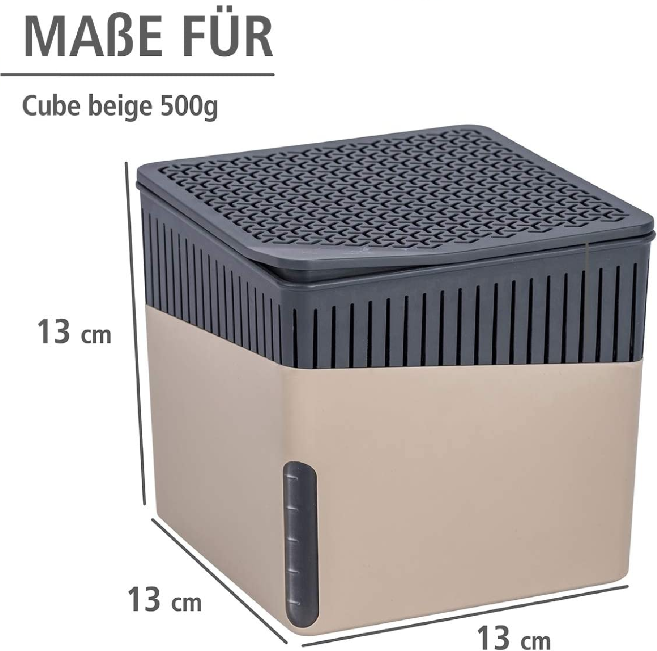 Raumentfeuchter Cube Beige 500 g - Luftentfeuchter Fassungsvermögen: 0.8 l, Kunststoff (ABS), 13 x 13 x 13 cm, Beige