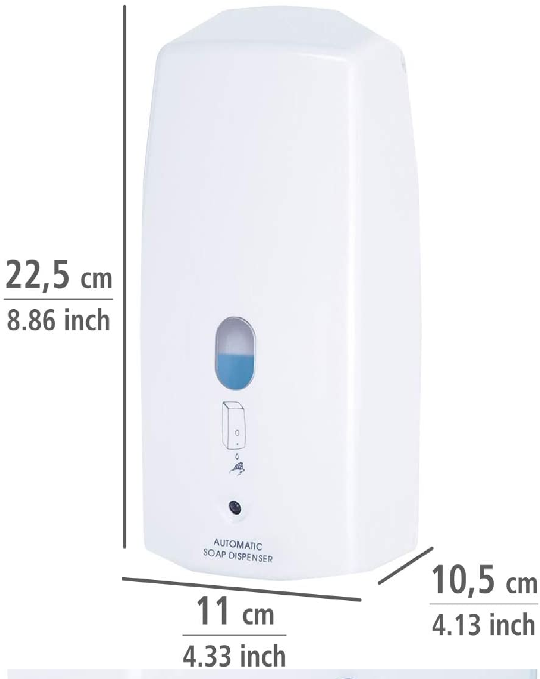 Infrarot Seifenspender Treviso Weiß - automatischer Flüssigseifen-Spender Fassungsvermögen: 0.65 l, Kunststoff, 11 x 22.5 x 10.5 cm, Weiß