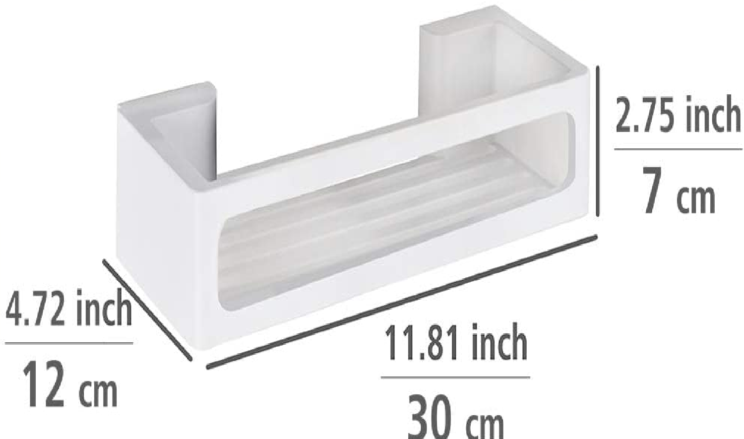 Power-Loc® Wandablage Bralia Weiß - Badezimmer-Regal, befestigen ohne bohren, Kunststoff (ABS), 30 x 8.5 x 12 cm, Weiß