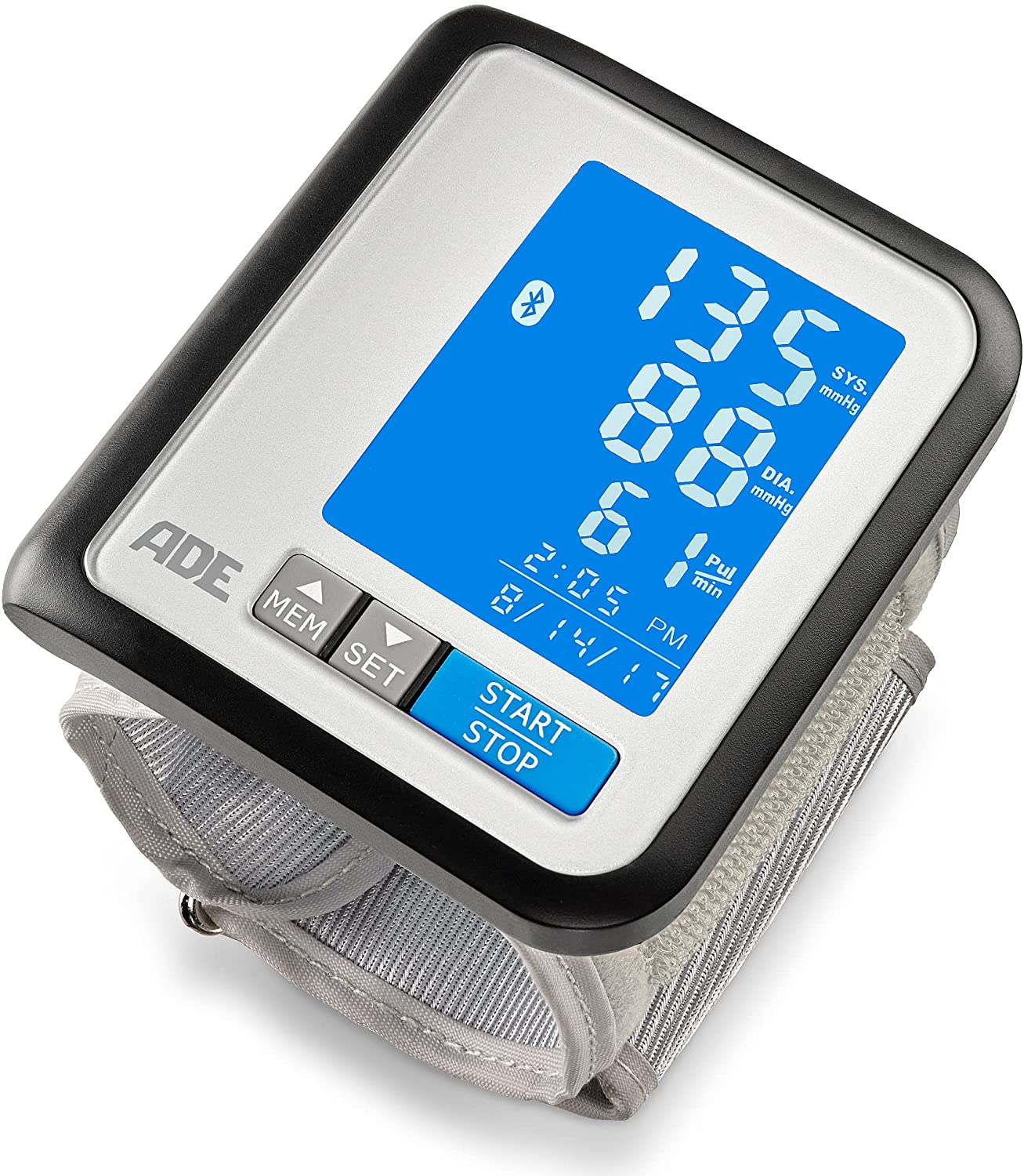 Blutdruckmessgerät Handgelenk BPM1600 FITvigo besonders flach, beleuchtetes Display mit exzellenter Ablesbarkeit, große Anzeige geeignet für Senioren (Blutdruck/ Puls messen, Arrhythmie-Warnung)