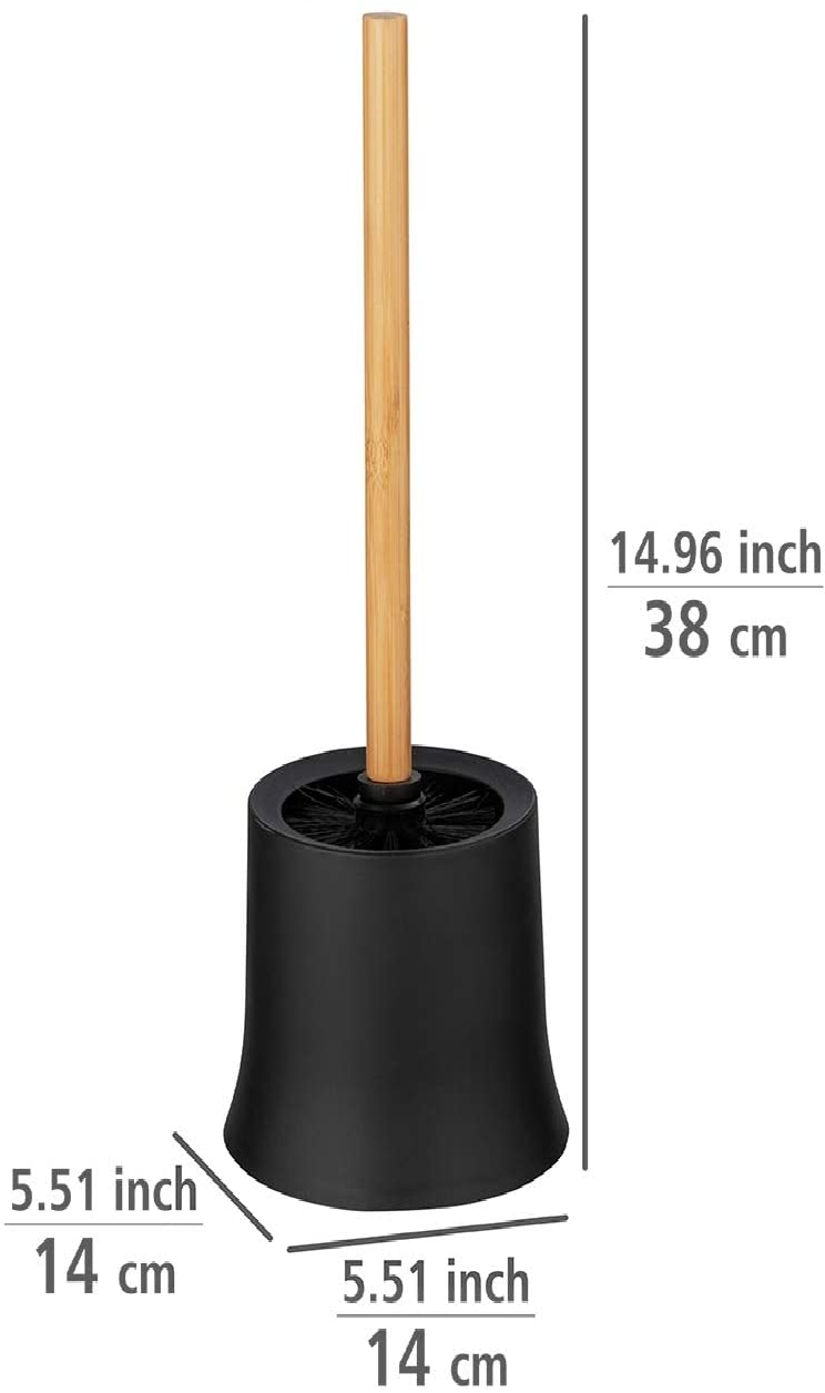 WC-Bürstenhalter Basic, Bambusa aus Bambus, Schwarz, 14 x 38 x 14 cm