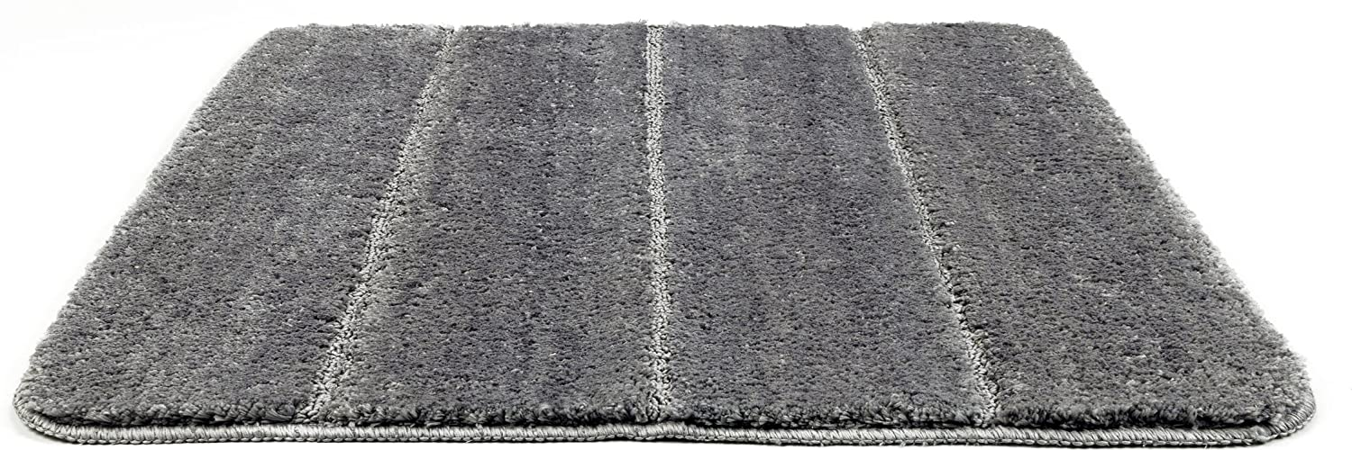 Badteppich Steps Mouse Grey, 55 x 65 cm - Badematte, rutschhemmend, außergewöhnlich weiche und dichte Qualität, Polyester, 55 x 65 cm, Grau