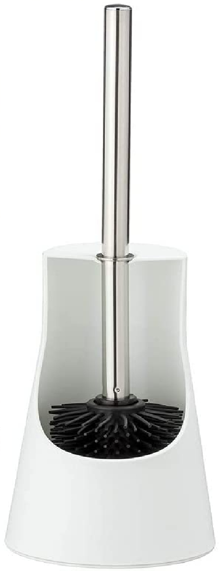 WC-Garnitur Arese Weiß - WC-Bürstenhalter mit Silikon-Bürstenkopf, Kunststoff, 12.3 x 38 x 12.3 cm, Weiß