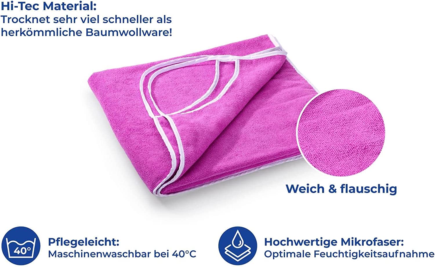 Wickel-Duschtuch Strandkleid Gr. M, Smartes Multifunktionsbadetuch als Handtuch & Strandkleid tragbar, Das tragbare Handtuch mit Trägern ohne Verrutschen, schnelltrocknend