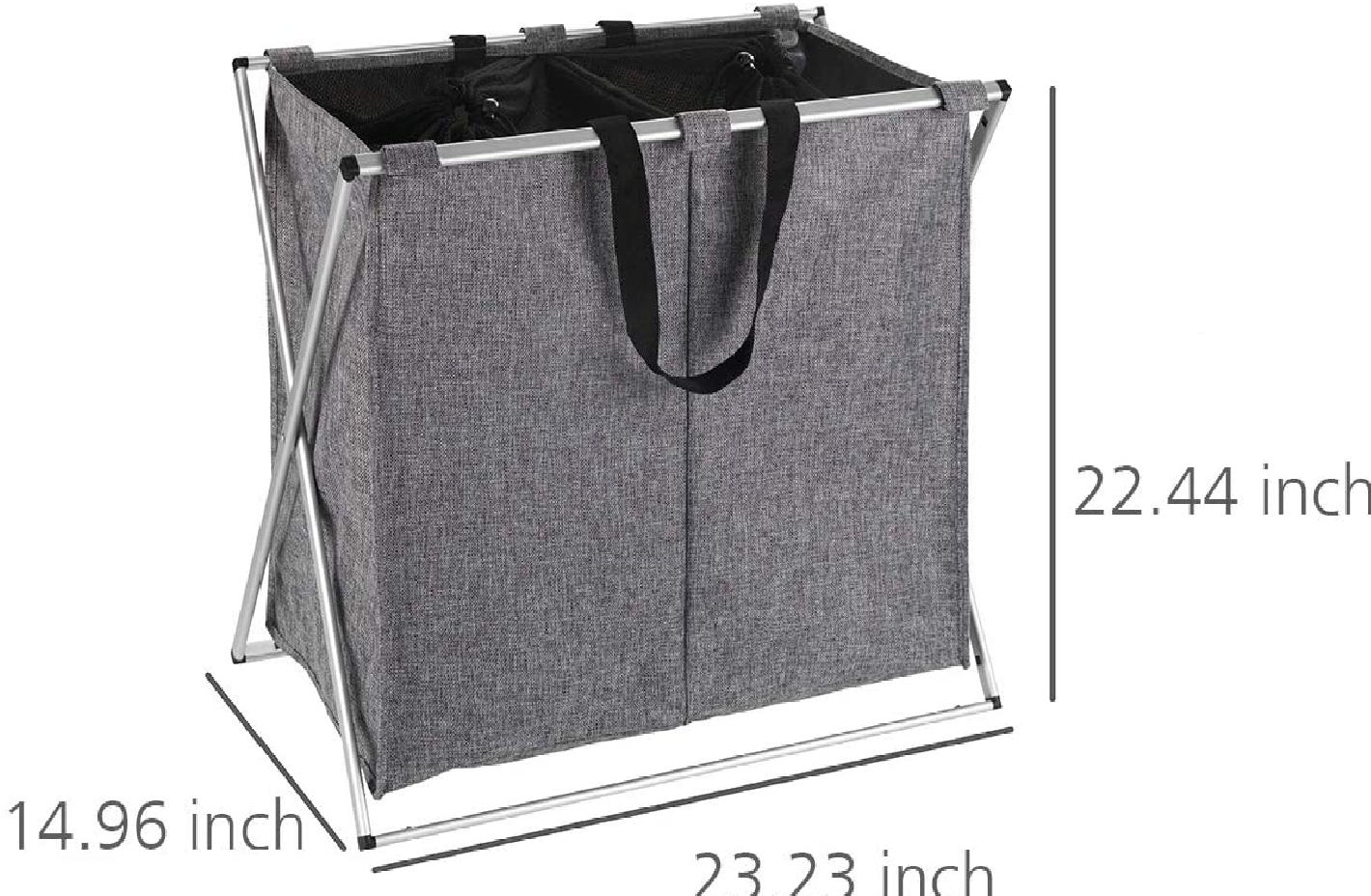 Wäschesammler Duo Grau meliert - Wäschekorb Fassungsvermögen: 120 l, Polyester, 59 x 57 x 38 cm, Grau