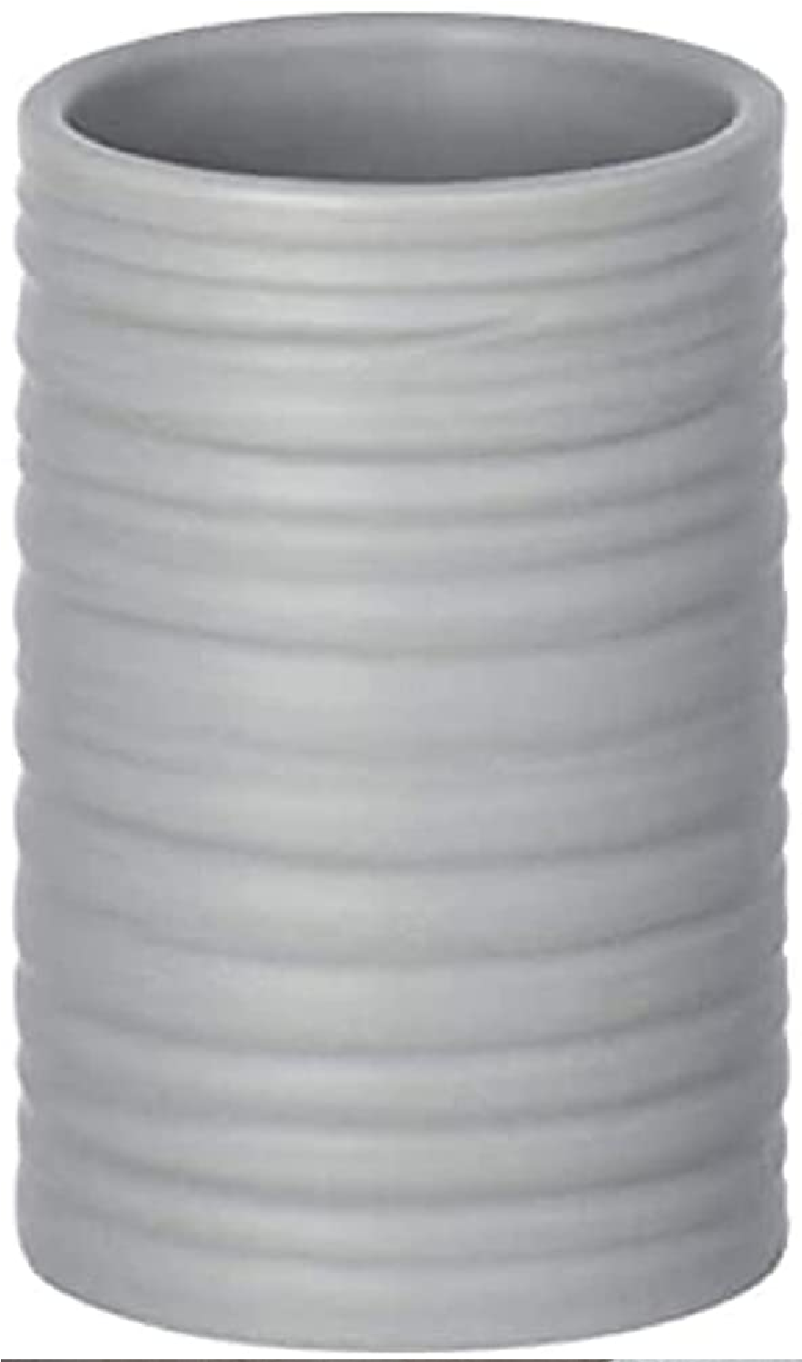 Zahnputzbecher Mila Grau Keramik - Zahnbürstenhalter für Zahnbürste und Zahnpasta, Keramik, 6.5 x 10.5 x 6.5 cm, Grau