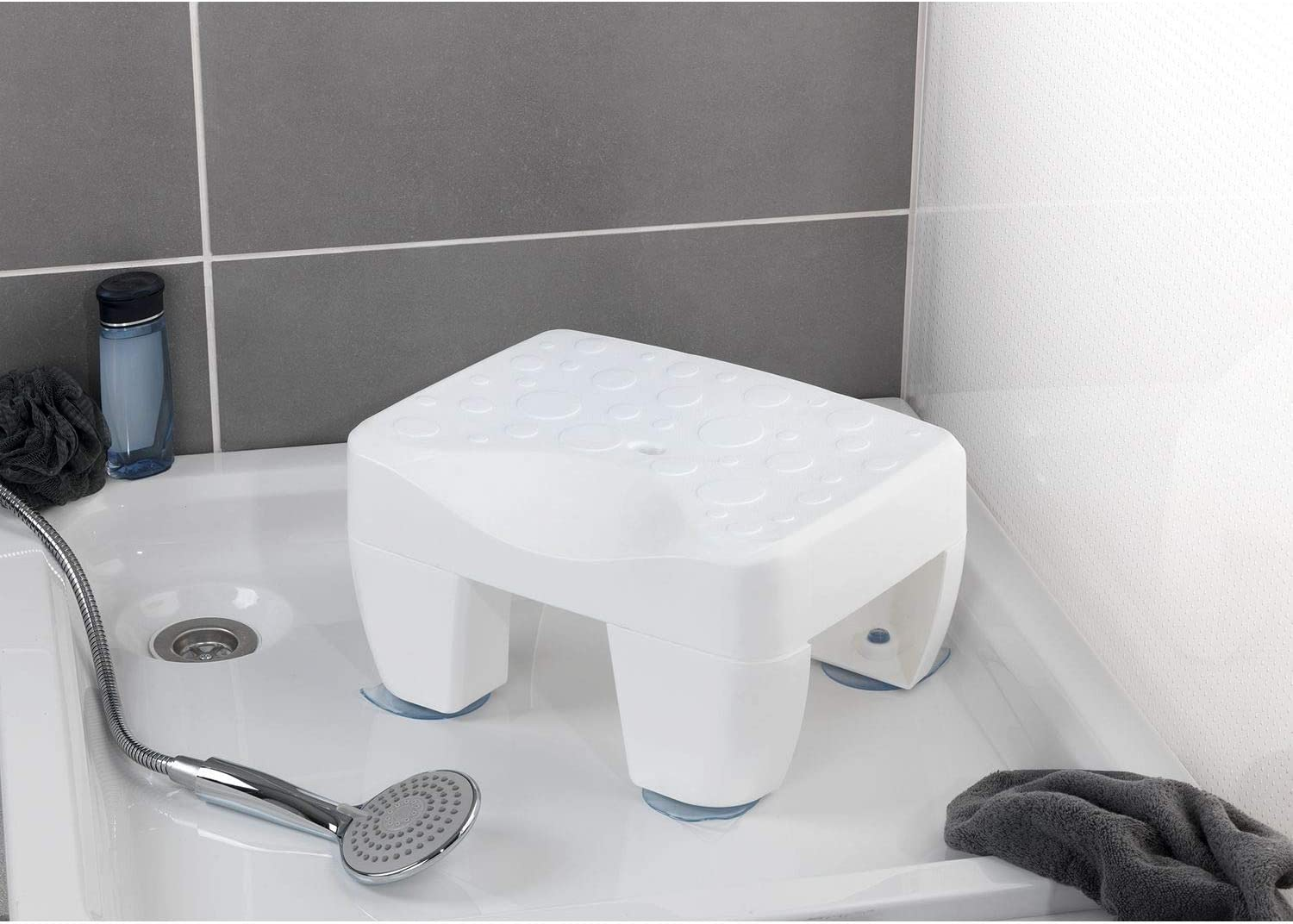 Hocker für Badewanne Secura – rutschfeste Füße – Weiß