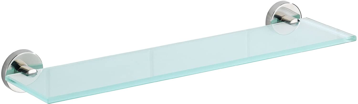 Glas Wandablage Bosio Edelstahl glänzend - Badezimmerablage, Edelstahl rostfrei, 46.5 x 5.5 x 13.5 cm, Glänzend