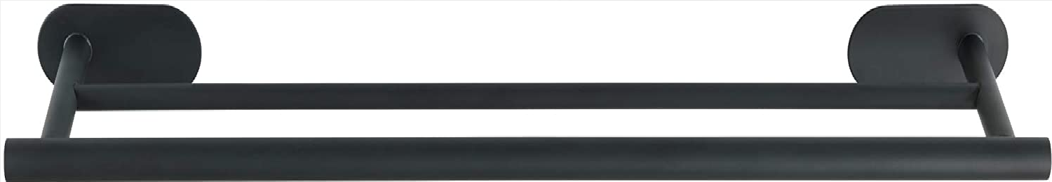 Turbo-Loc® Edelstahl Badetuchstange Duo Orea Black Matt - Handtuchstange, Handtuchhalter, Befestigen ohne bohren, Edelstahl rostfrei, 59.5 x 4.5 x 12 cm, Schwarz