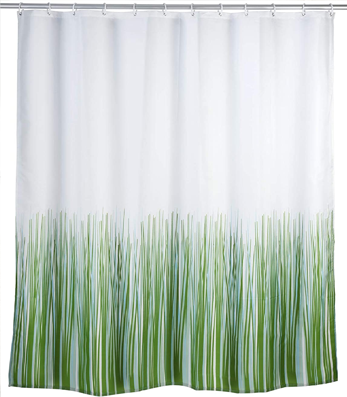 Anti-Schimmel Duschvorhang Nature, Textil-Vorhang mit Antischimmel Effekt fürs Badezimmer, waschbar, wasserabweisend, mit Ringen zur Befestigung an der Duschstange, 180 x 200 cm