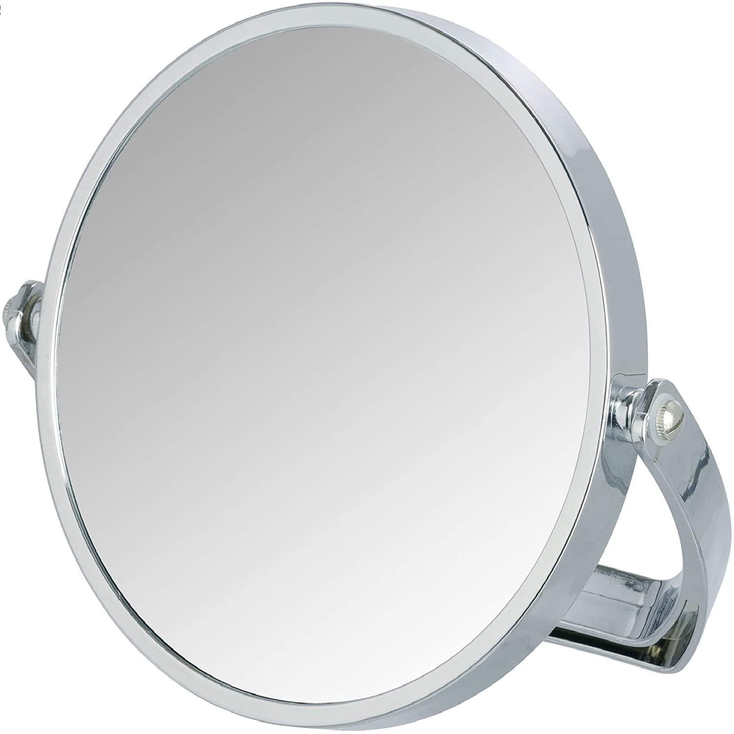 Kosmetikspiegel Noale Chrom - neigbar, Spiegelfläche ø 15 cm 500 % Vergrößerung, Kunststoff, 19.5 x 19 x 2 cm, Chrom