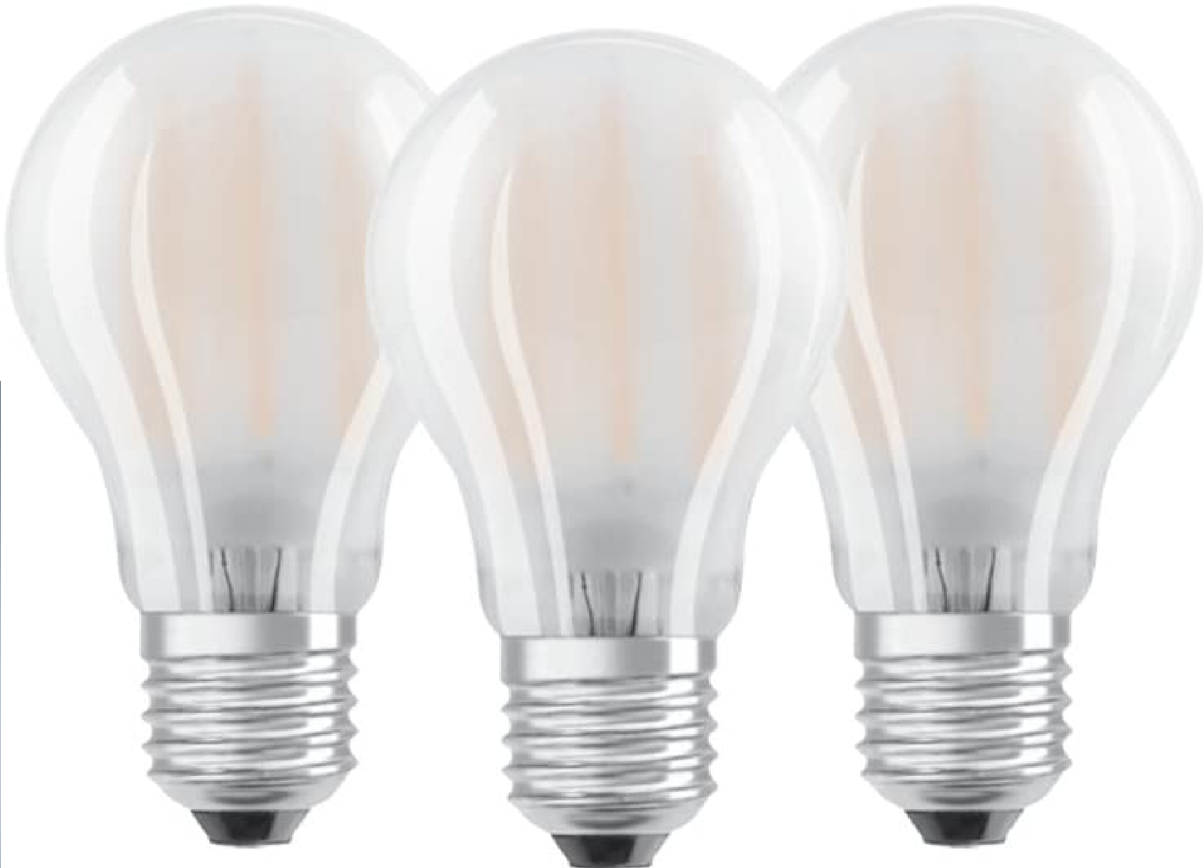 LED Base Classic A Lampe, in Kolbenform mit E27-Sockel, nicht dimmbar, Ersetzt 60 Watt, Matt, Warmweiß - 2700 Kelvin, 3er-Pack [Energieklasse E]