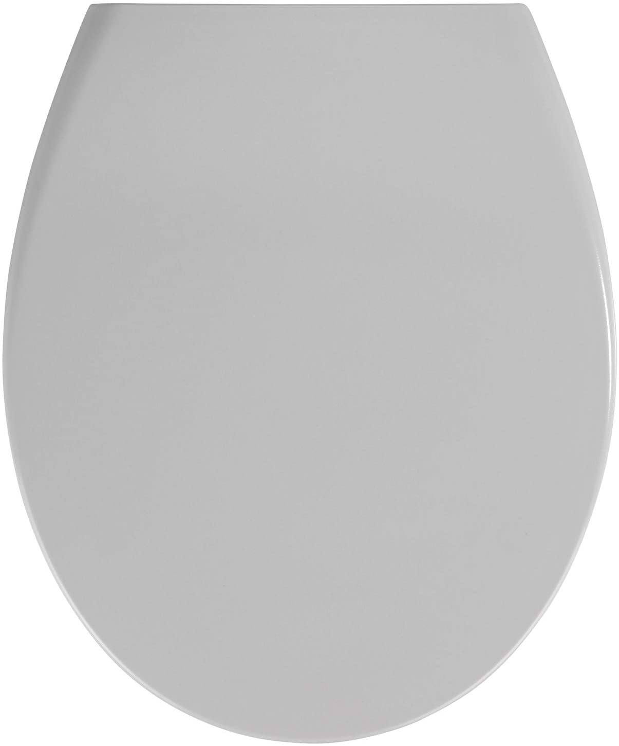 Premium WC-Sitz Samos Concrete Grey - Antibakterieller Toiletten-Sitz mit Absenkautomatik, rostfreie Fix-Clip Hygiene Edelstahlbefestigung, Duroplast, 37.5 x 44.5 cm, Hellgrau