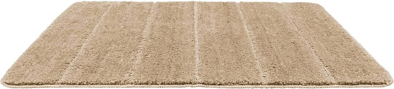 Badteppich Steps Sand, 60 x 90 cm - Badematte, rutschhemmend, außergewöhnlich weiche und dichte Qualität, Polyester, 60 x 90 cm, Beige