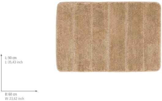 Badteppich Steps Sand, 60 x 90 cm - Badematte, rutschhemmend, außergewöhnlich weiche und dichte Qualität, Polyester, 60 x 90 cm, Beige