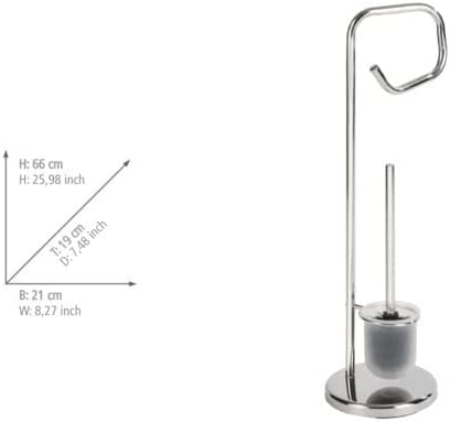 Stand WC-Garnitur Solido Chrom - WC-Bürstenhalter, Stahl, 21 x 66 x 19 cm, Glänzend