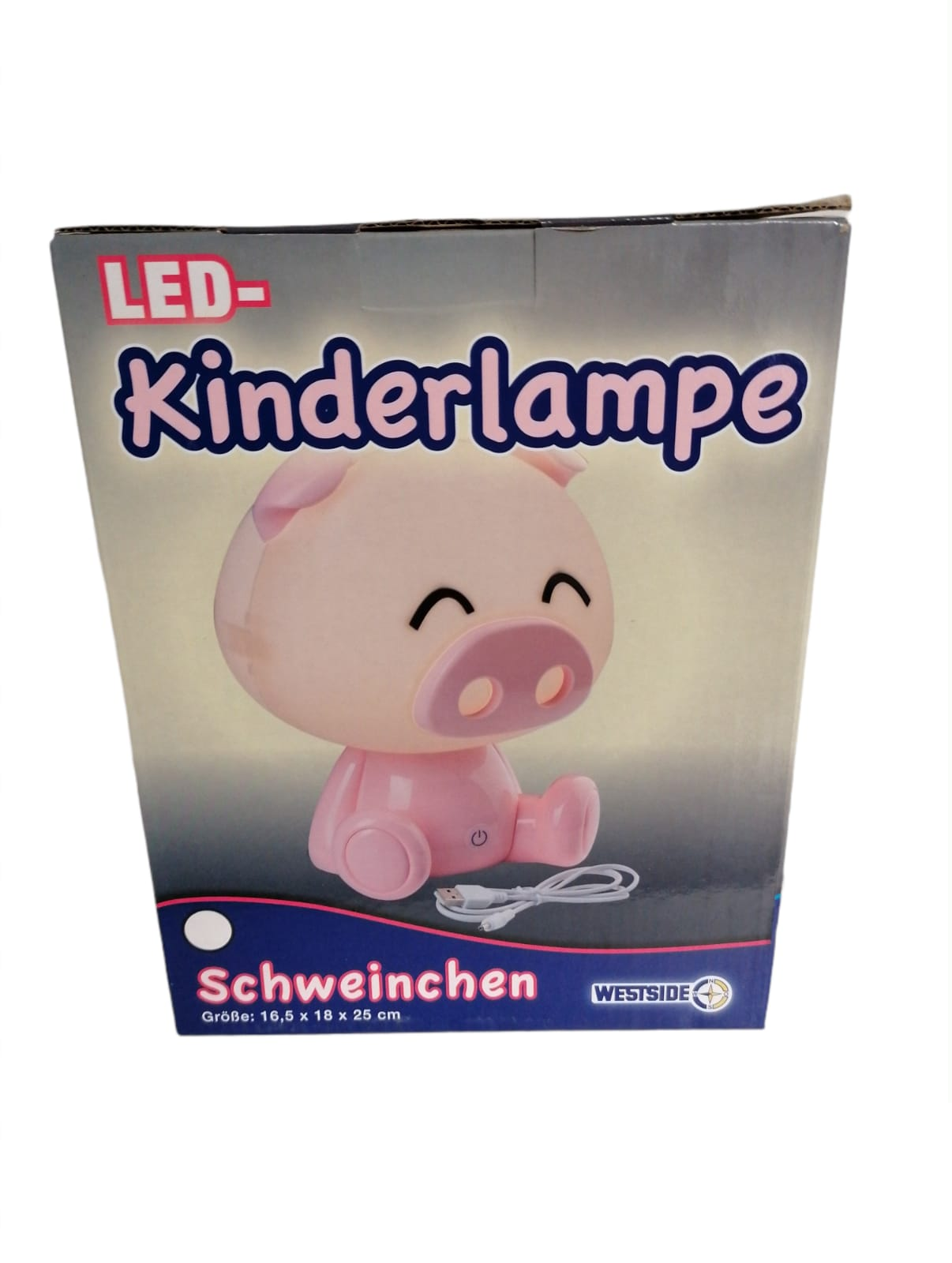 LED-Kinderlampe Schweinchen 16,5 x 18 x 25 cm