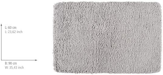 Badteppich Belize Light Grey, 60 x 90 cm - Badematte, sicher, flauschig, fusselfrei, Polyester, 60 x 90 cm, Hellgrau