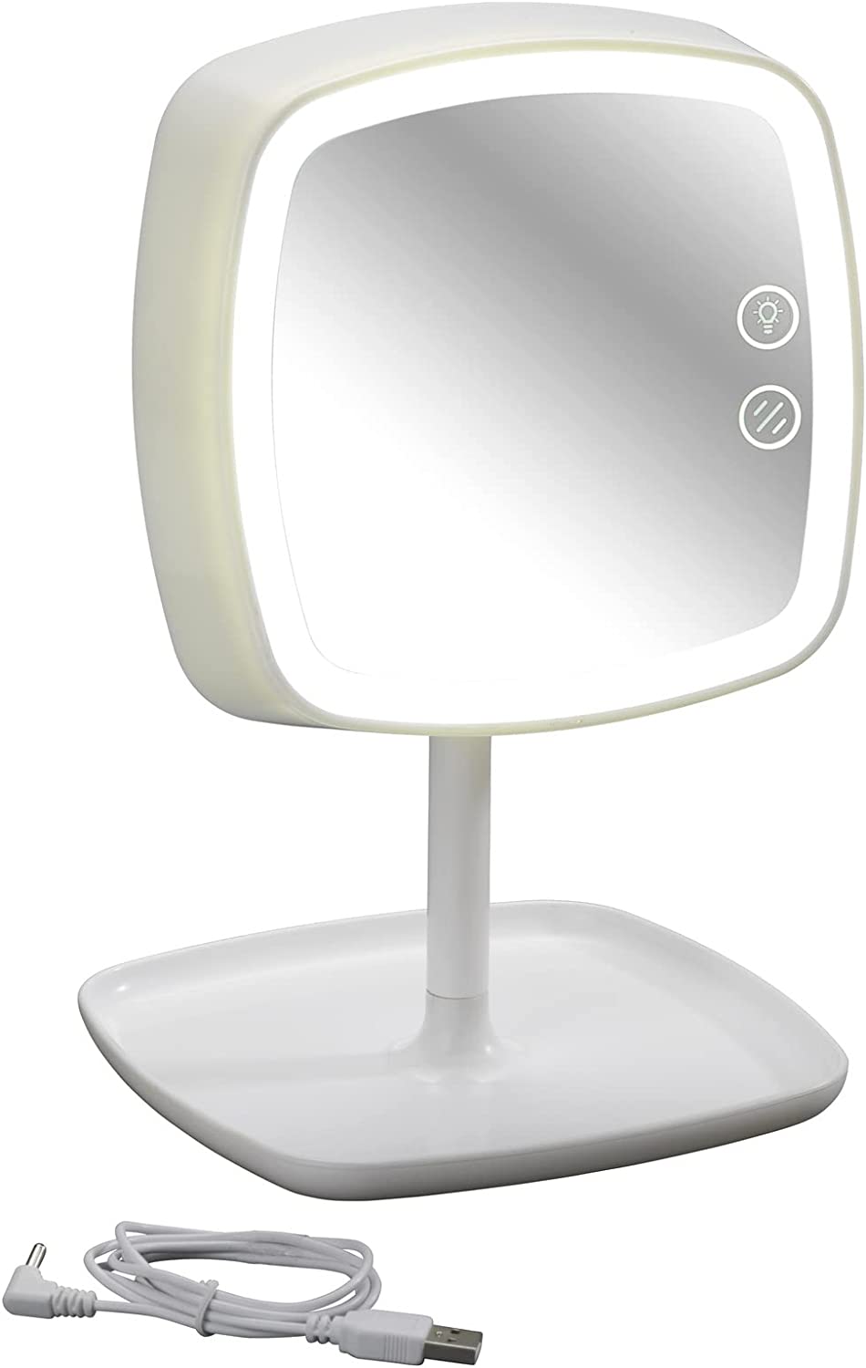 Kosmetikspiegel und Tischleuchte Ostia Make-up-Spiegel, LED Beleuchtung, Acrylnitril-Butadien-Styrol (ABS), Weiß, 18 x 19 x 29 cm