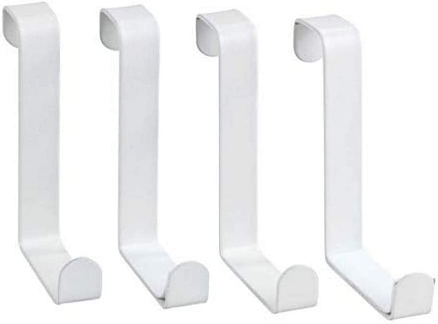 Türhaken 4er Set, Garderobenhaken für die Tür in Bad oder Küche, 7,6 x 1,2 x 6 cm, weiß matt