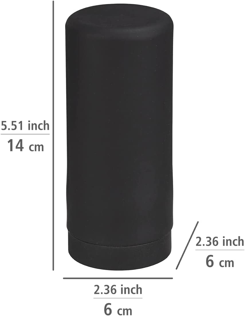 Spülmittelspender Easy Squeez-e, hochwertiger Spender für Spülmittel in der Küche, einfach Dosierung, Seifenspender aus auslaufsicherem Silikon, Fassungsvermögen 250 ml, Ø 6 x 14 cm, Schwarz