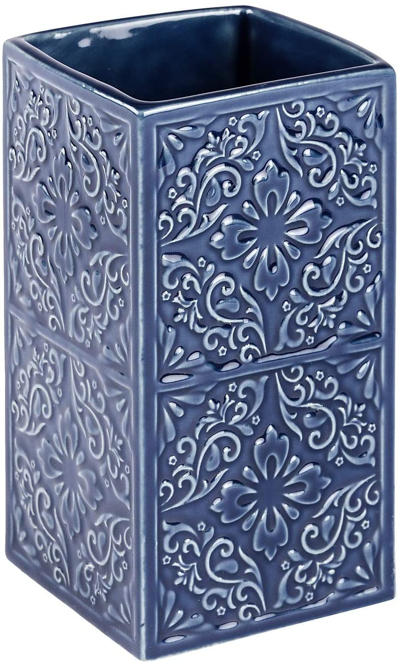 Zahnputzbecher Cordoba Blau Keramik - Zahnbürstenhalter für Zahnbürste und Zahnpasta, Keramik, 6.5 x 12 x 6.5 cm, Blau