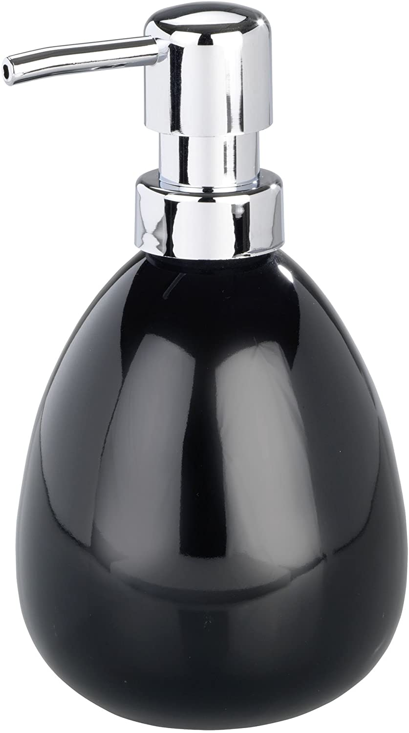 Seifenspender Polaris Black Keramik - Flüssigseifen-Spender, Spülmittel-Spender Fassungsvermögen: 0.39 l, Keramik, 9.5 x 16 x 9 cm, Schwarz