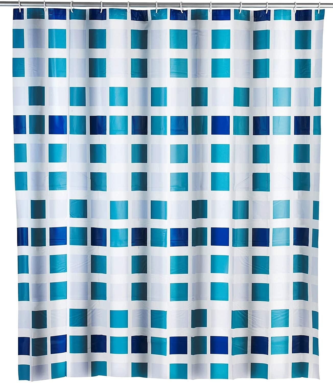 Duschvorhang Mosaik - wasserdicht, pflegeleicht, Polyethylen-Vinylacetat, 180 x 200 cm, Blau