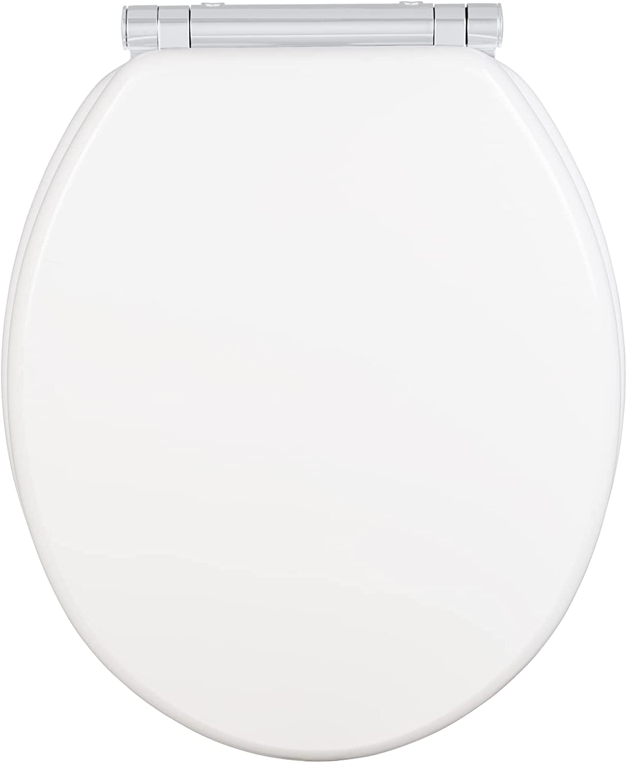 WC-Sitz Morra, Toilettensitz mit durchgehendem Scharnier und Absenkautomatik aus mehrfach lackiertem FSC®-zertifiziertem MDF, WC-Deckel mit Fix-Clip Hygienebefestigung, 35 x 42 cm, Weiß glänzend