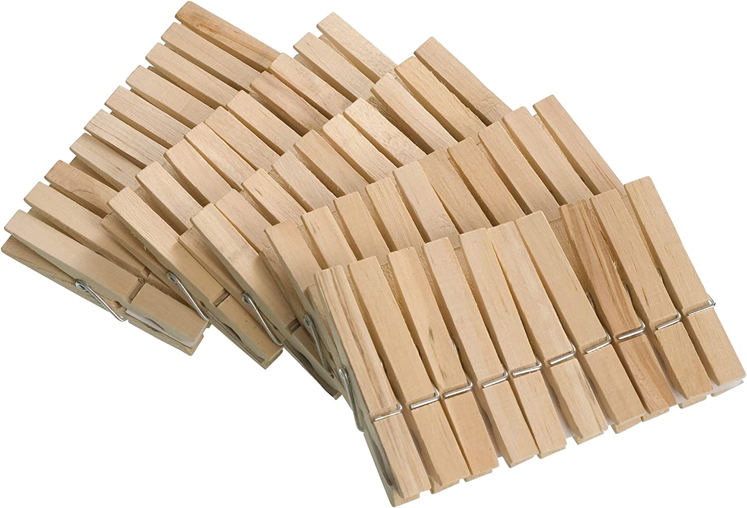 50 Wäscheklammern aus FSC® zertifiziertem Holz, umweltfreundliche Holzklammern, Klammern zum Basteln und Dekorieren, je 7 cm, natur