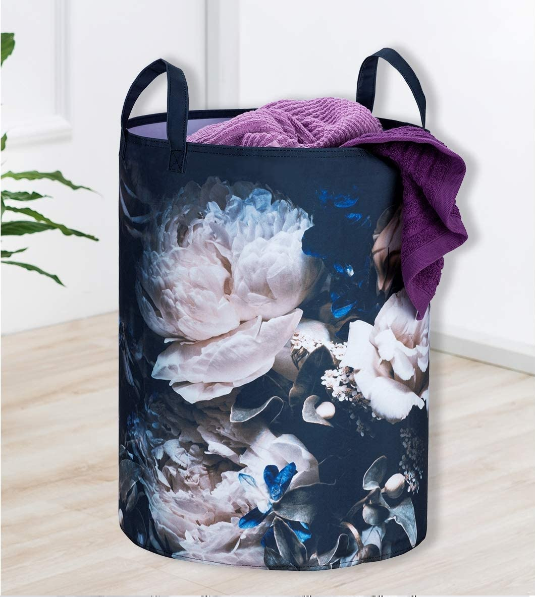 Wäschesammler Peony - Wäschekorb mit Blumenmuster, Polyester, 35 x 45 x 35 cm, Mehrfarbig