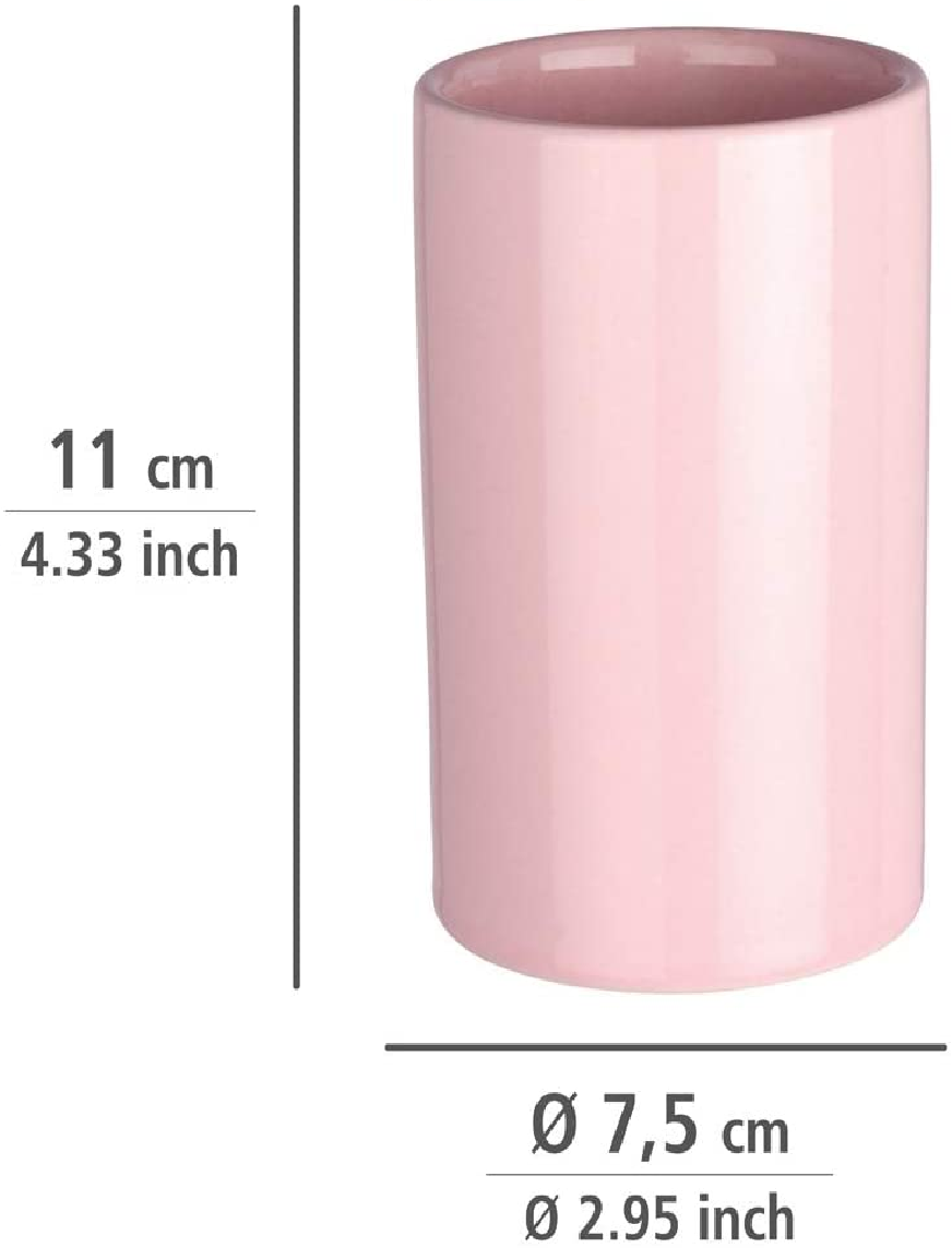 Zahnputzbecher Polaris Pastel Rose Keramik - Zahnbürstenhalter für Zahnbürste und Zahnpasta, Keramik, 7 x 11 x 7 cm, Rosa