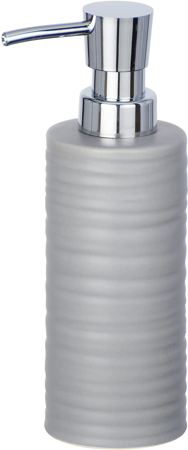 Seifenspender Mila Grau Keramik - Flüssigseifen-Spender, Spülmittel-Spender Fassungsvermögen: 0.26 l, Keramik, 6 x 18.5 x 8 cm, Grau