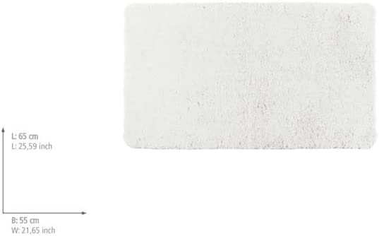 Badteppich Belize Weiß, 55 x 65 cm - Badematte, sicher, flauschig, fusselfrei, Polyester, 55 x 65 cm, Weiß