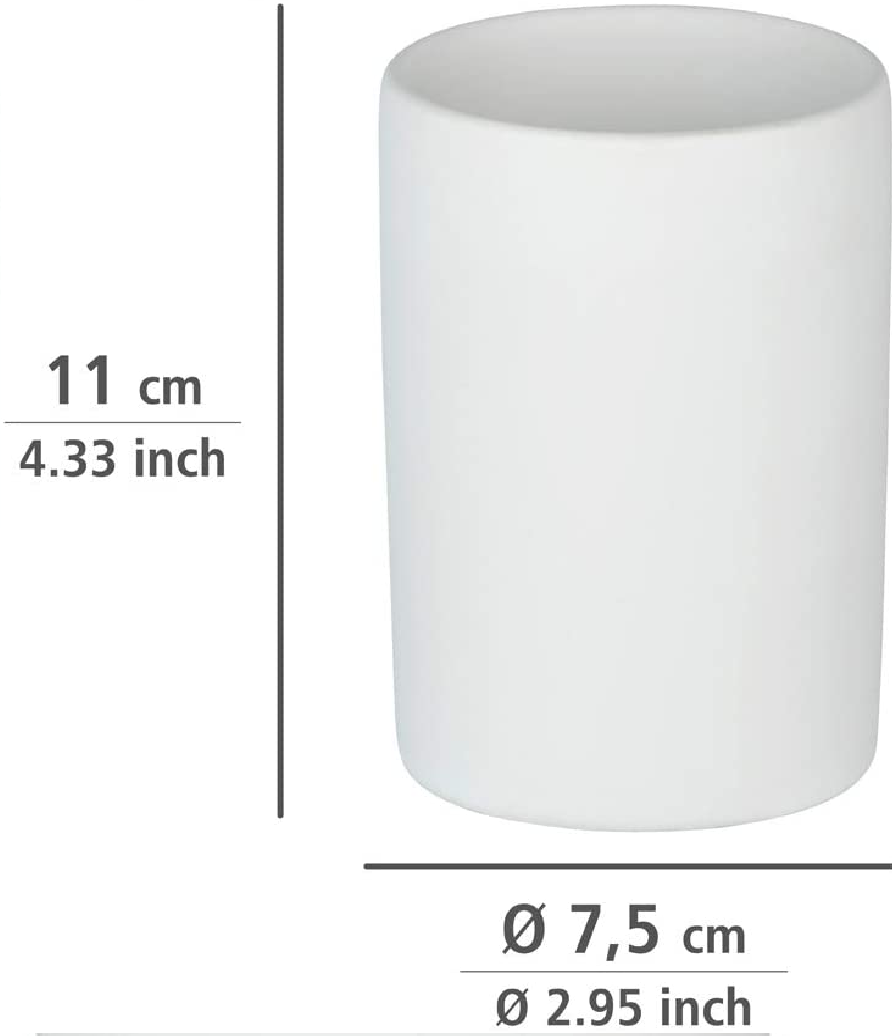 Zahnputzbecher Polaris, hochwertiger Zahnbürstenhalter für Zahnbürste und Zahnpasta aus edler Keramik, Ø 7,5 x 11,2 cm, Weiß matt