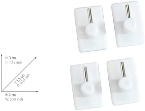 Gardinenhaken Weiß 4er Set - 4er Set, zum Ankleben, Kunststoff, 2 x 3 x 1.5 cm, Weiß