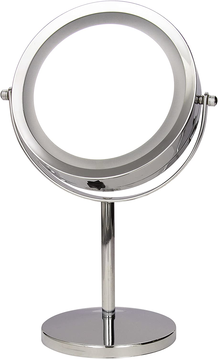 Vergrößerungs-Leuchtspiegel in Silber, rostfreier LED-Kosmetikspiegel verchromt, robuster Badezimmerspiegel mit 3-facher Vergrößerung, Rasierspiegel rund, Durchmesser: ca. 17 cm