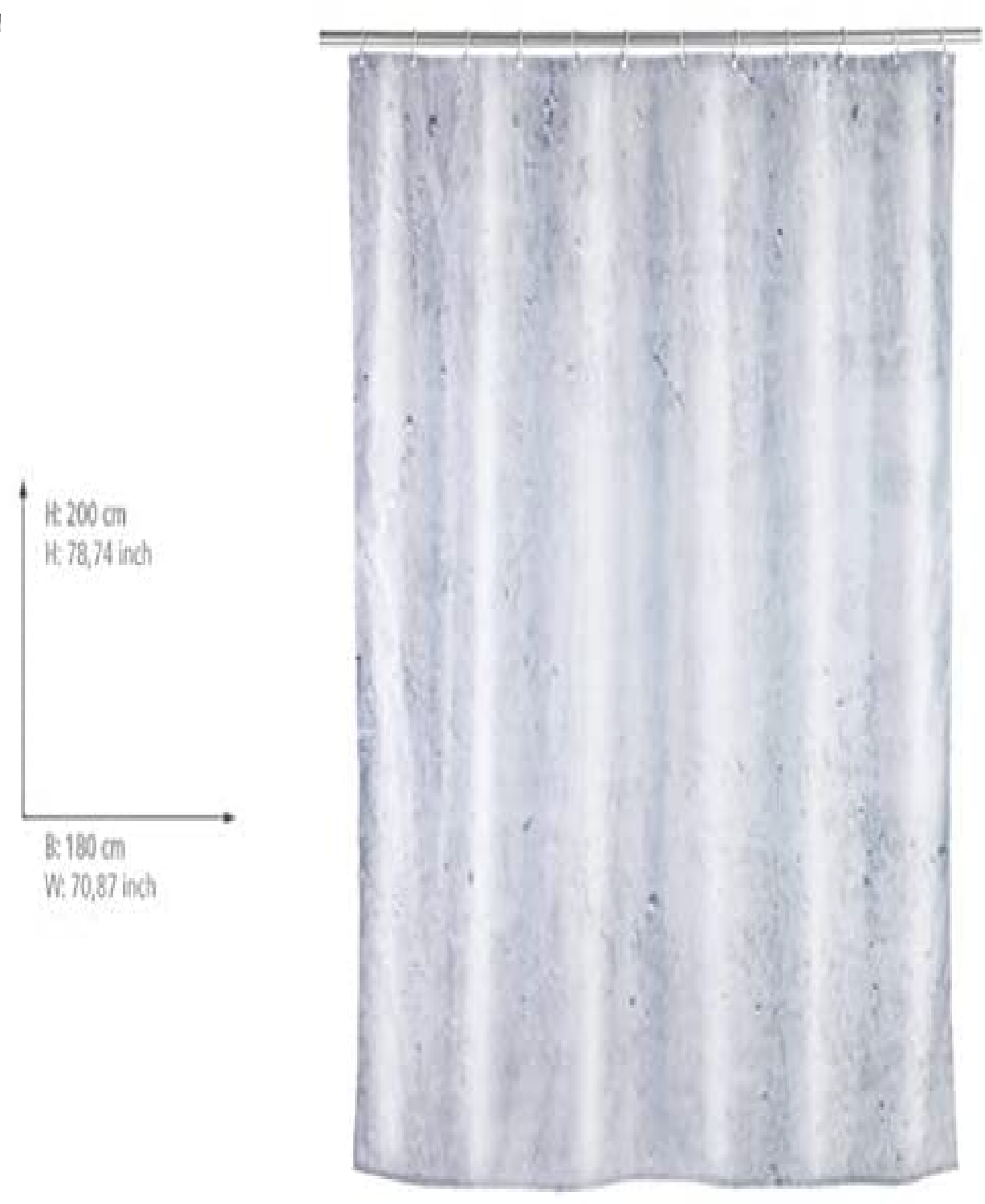 Duschvorhang Concrete - Textil , waschbar, wasserabweisend, mit 12 Duschvorhangringen, Polyester, 180 x 200 cm, Mehrfarbig