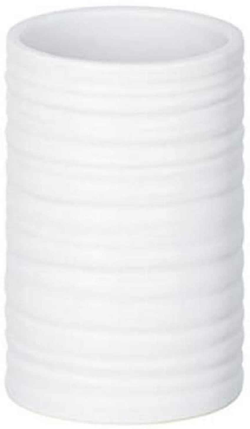 Zahnputzbecher Mila Weiß Keramik - Zahnbürstenhalter für Zahnbürste und Zahnpasta, Keramik, 6.5 x 10.5 x 6.5 cm, Weiß