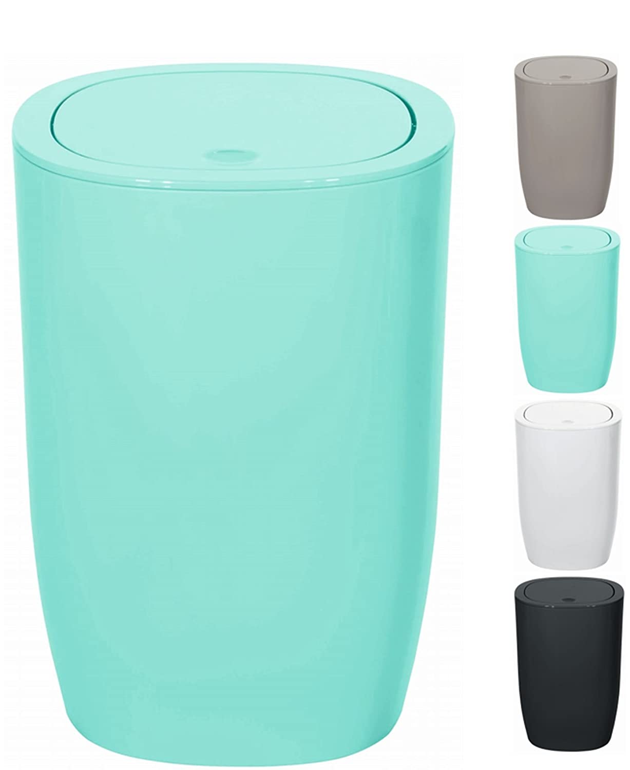 Design Kosmetikeimer "Pure" Treteimer Schwingdeckeleimer Abfallbehälter mit Schwingdeckel 5 Liter (ØxH): 17 x 25 cm Mint Grün