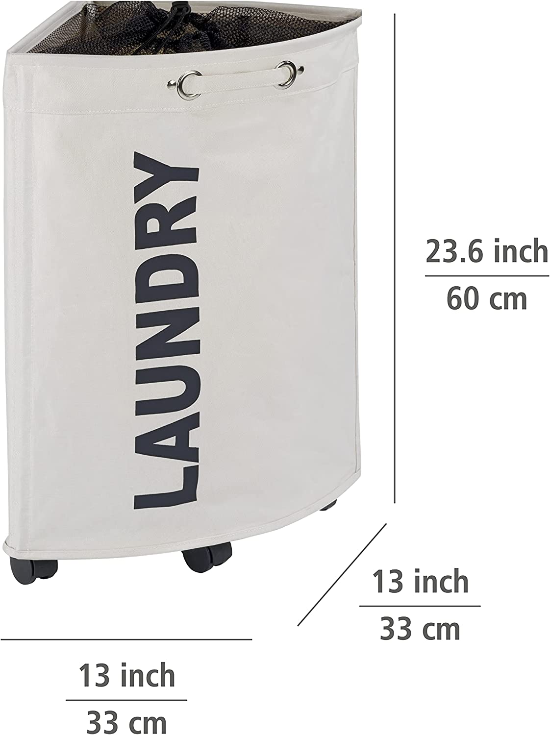 Wäschesammler Tresco Beige - Wäschekorb Fassungsvermögen: 50 l, Polyester, 33 x 60 x 33 cm, Beige