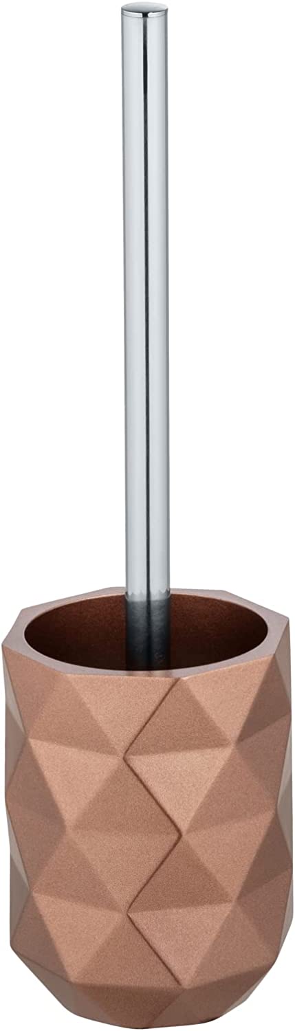 WC-Garnitur Lanciano, WC-Bürstenhalter in ausgefallenem, strukturierten Design aus hochwertigem Polyresin mit Toilettenbürste mit Kunststoff-Bürstenkopf und elegantem Stiel, Ø 11 x 37 cm, Bronze